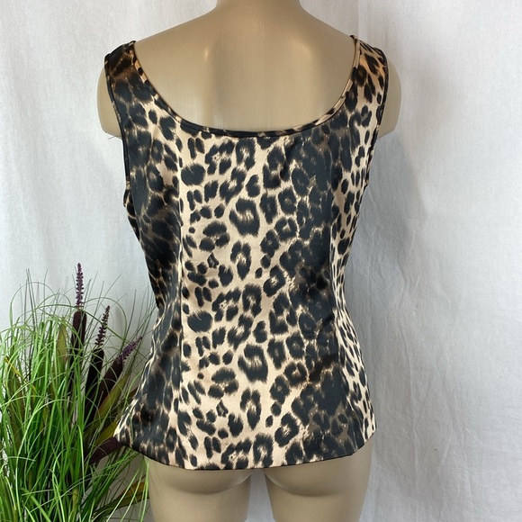 Alex Evenings Cheetah Print Sleeveless Satin Tank Top M - Picture 3 of 5
